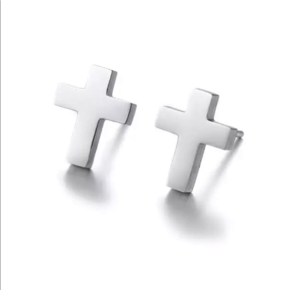Hypoallergenic Stainless Steel Cross Stud Earrings NEW